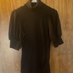 Who What Wear Black Ribbed Knit Top